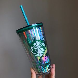 Starbucks Holographic Flowers & Leaves Iridescent Green Cup Tumbler Grande 2022